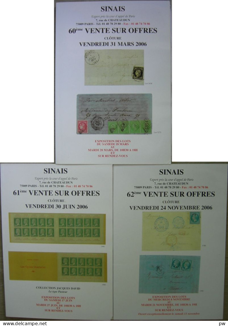 VENTES SINAIS 2006  3 Catalogues De Vente - Catalogues De Maisons De Vente