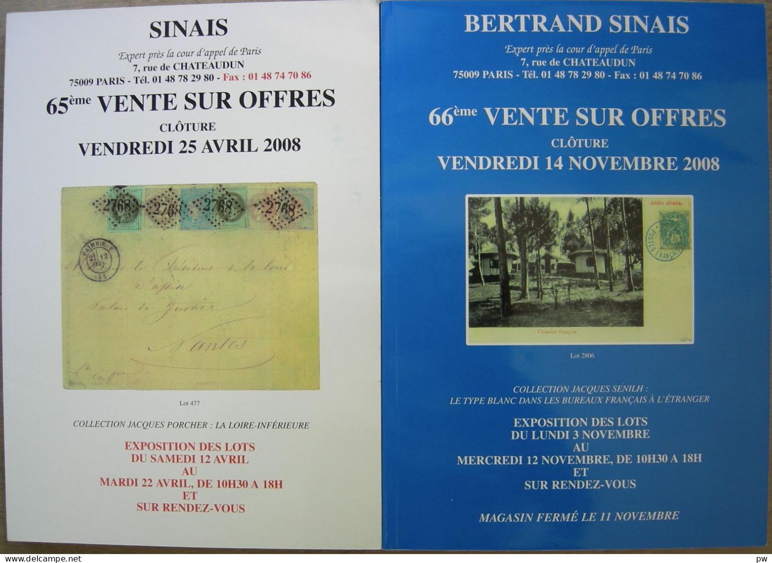 VENTES SINAIS 2008  2 Catalogues De Vente - Catalogues De Maisons De Vente