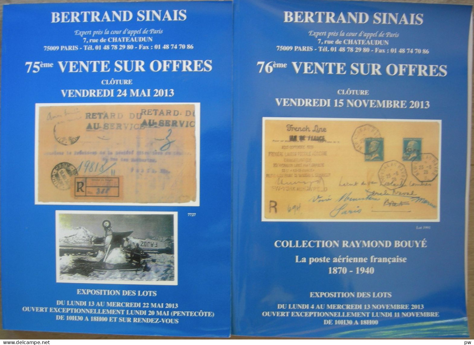 VENTES SINAIS 2013  2 Catalogues De Vente - Catalogues De Maisons De Vente