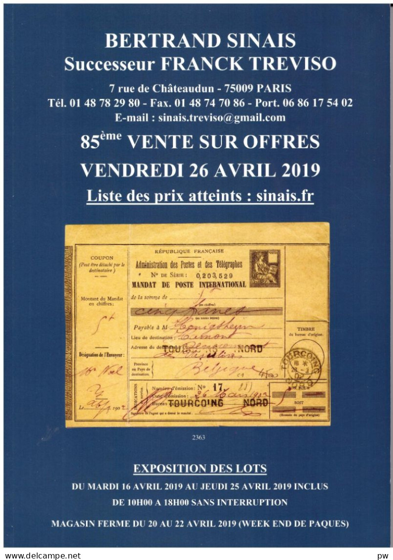 VENTES SINAIS TREVISO 2019  1 Catalogue De Vente - Auktionskataloge