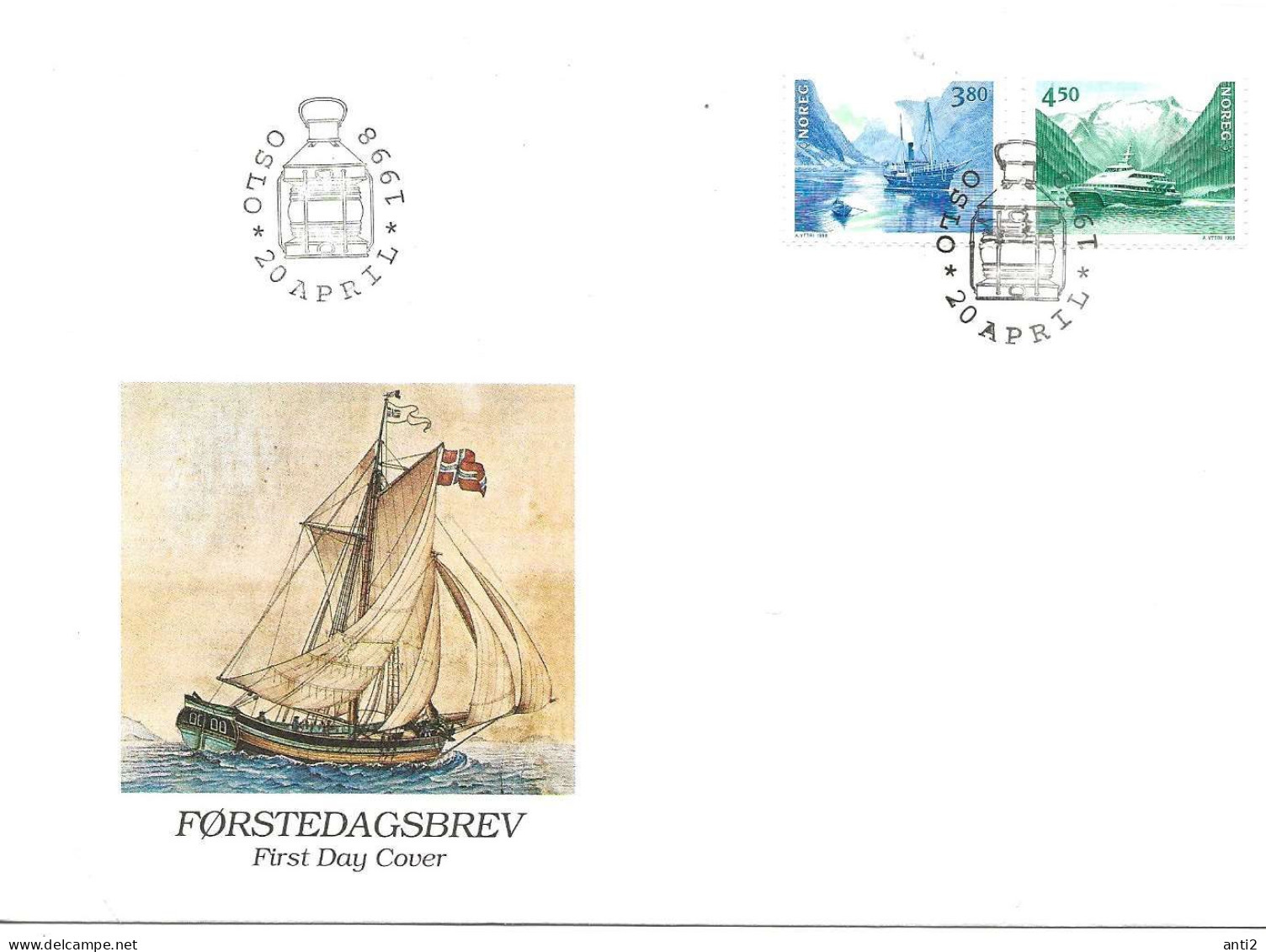 Norway Norge 1998 NORDEN: Seafaring,  Mail And Passenger Steamers "Hornelen",  “Kommandøren” Catamaran  1280-1281  FDC - Brieven En Documenten