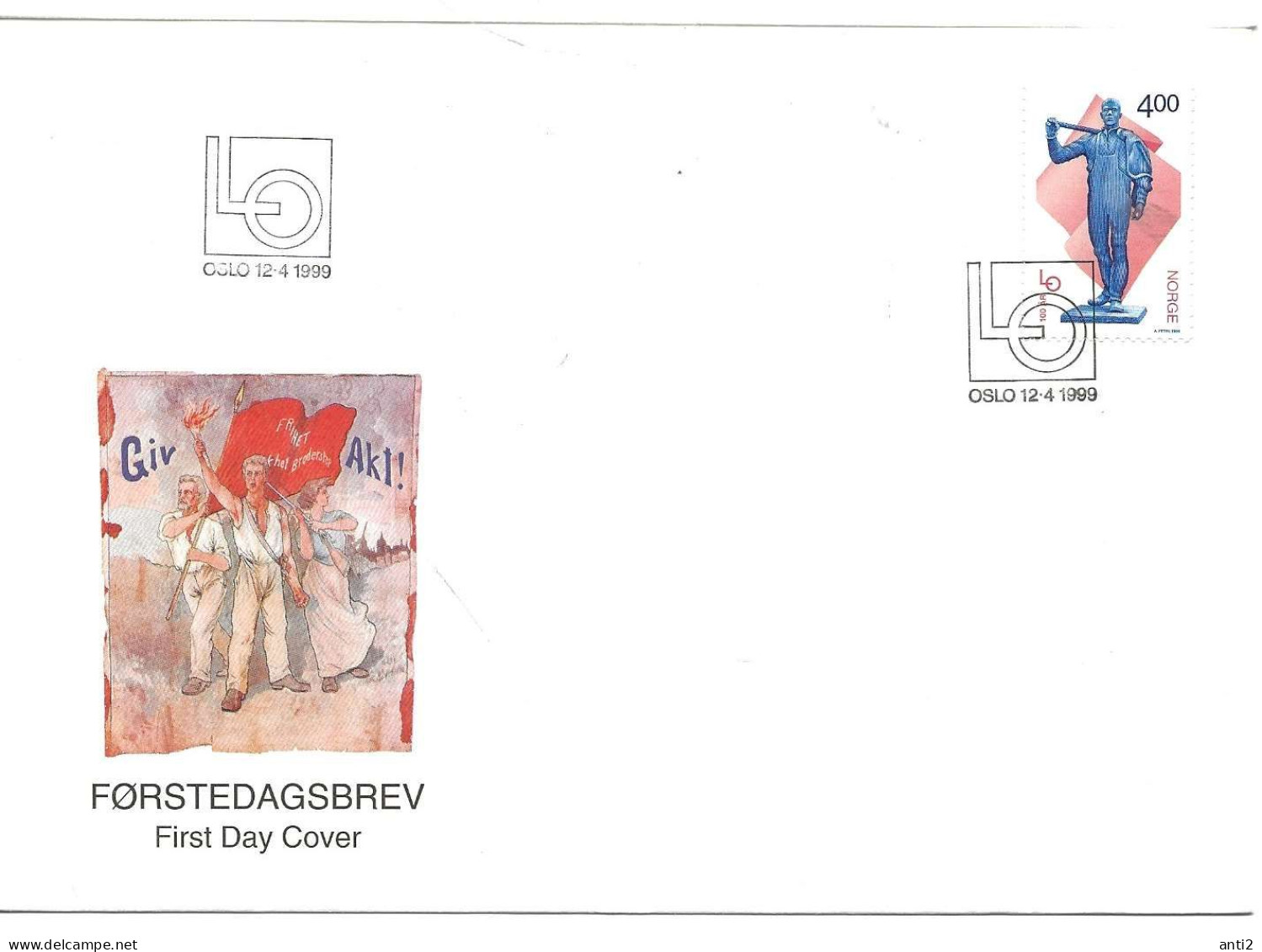 Norway Norge 1999 Centenary Of The Norwegian Trade Union Confederation, MI  1312 FDC - Covers & Documents