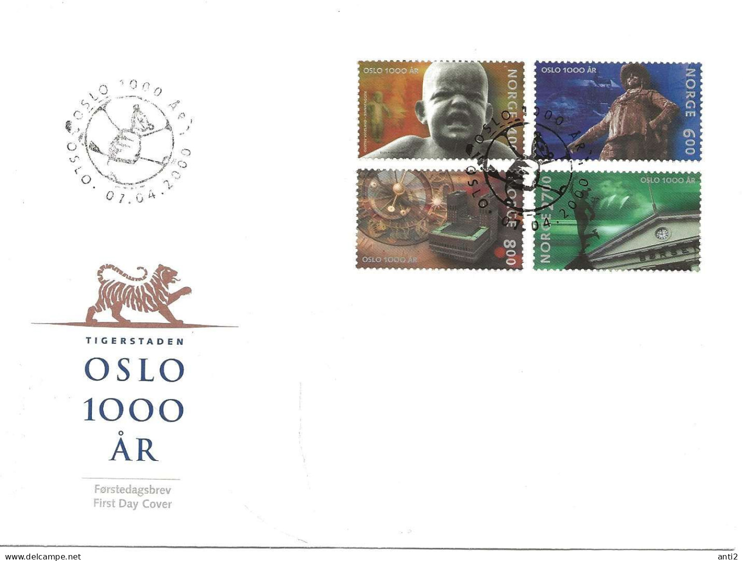 Norway Norge 2000 1000th Anniversary Of The City Of Oslo Mi 1342 - 1345 FDC - Cartas & Documentos