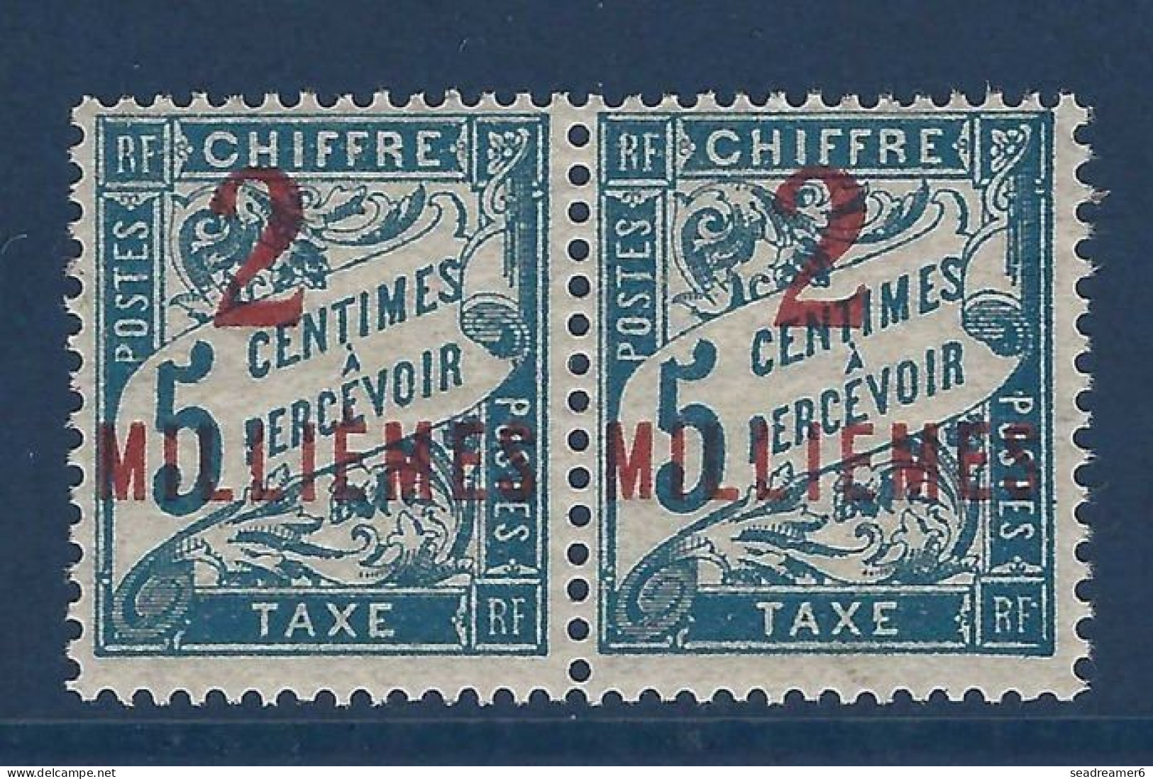 France Colonies Port Said Taxe N°5g** Paire Neuve Variété Sans Accent Sur Millième à Normal LUXE !! RR - Unused Stamps