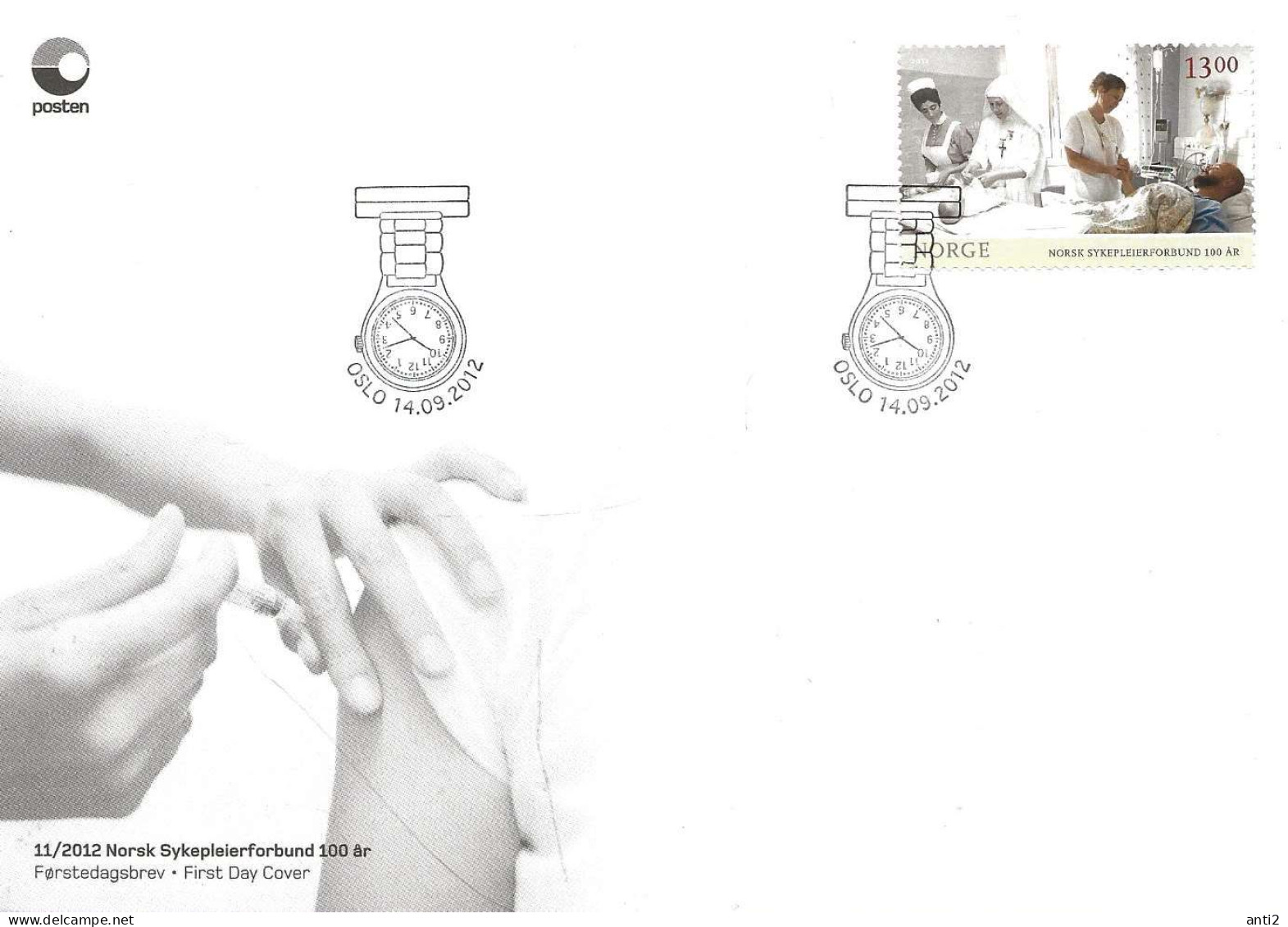 Norway Norge 2012 Centenary Of The Professional Association For Nursing Professions  Mi  1795 FDC - Lettres & Documents