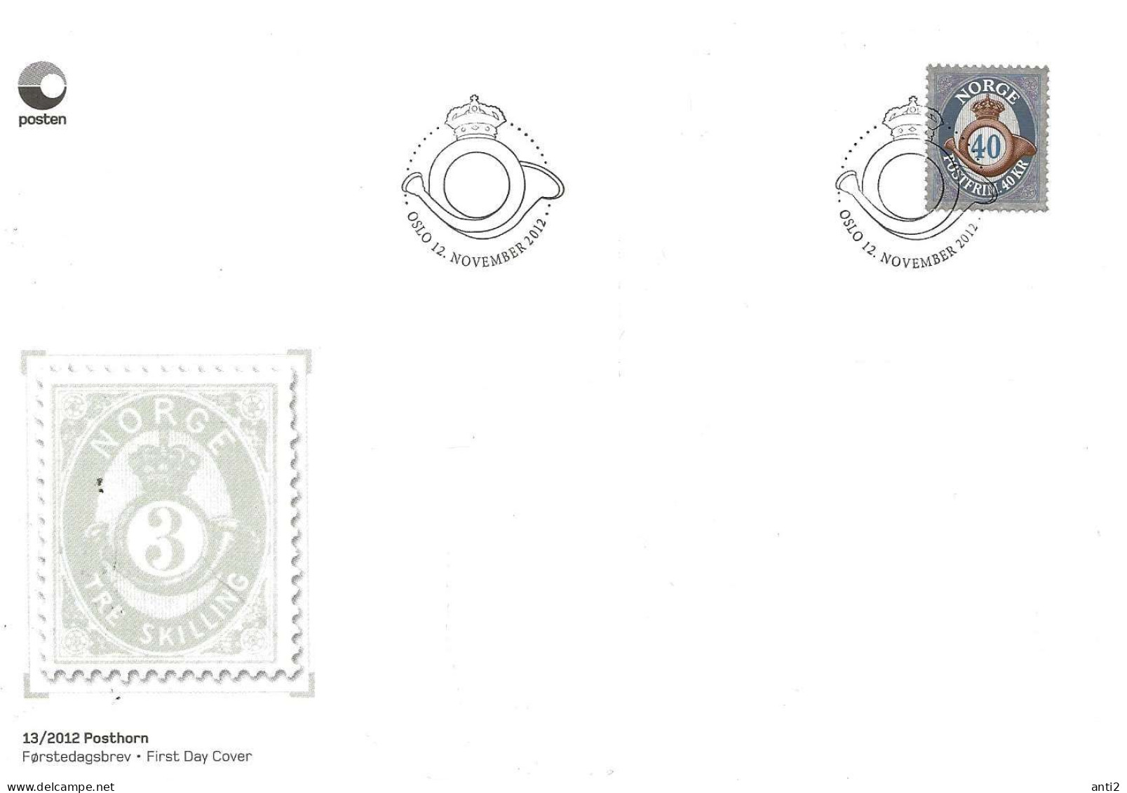 Norway Norge 2012 Posthorn    40kr  Mi  1798 FDC - Cartas & Documentos