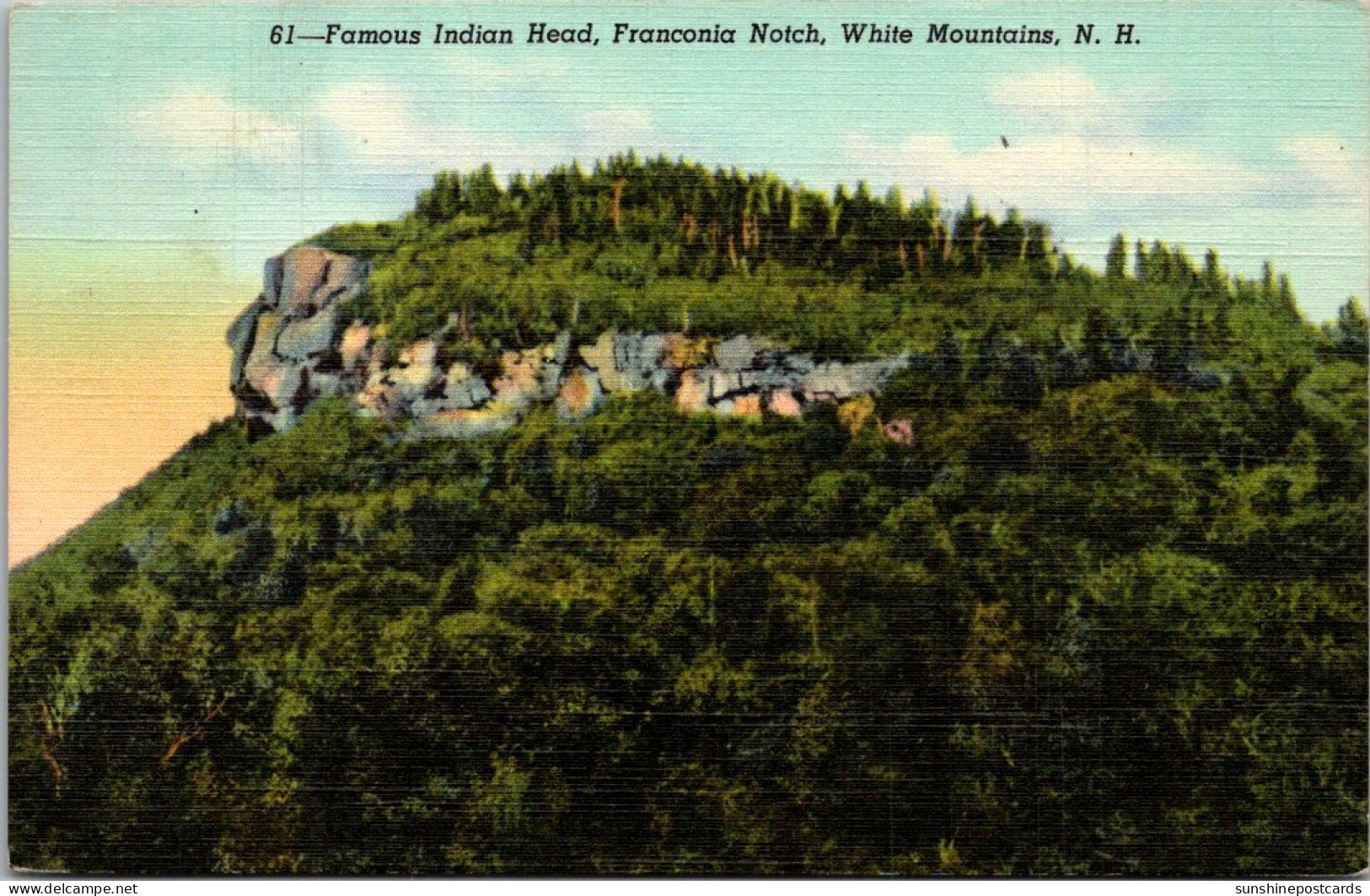 New Hampshire White Mountains Franconia Notch The Famous Indian Head 1947 Curteich - White Mountains