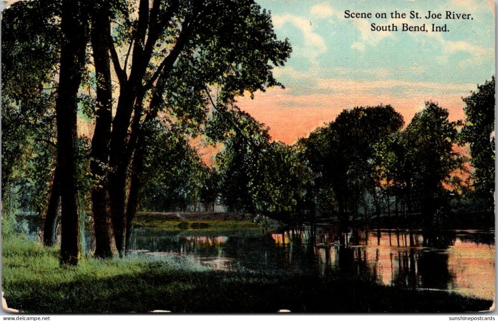 Indiana South Bend Scene On The St Joe River Curteich - South Bend