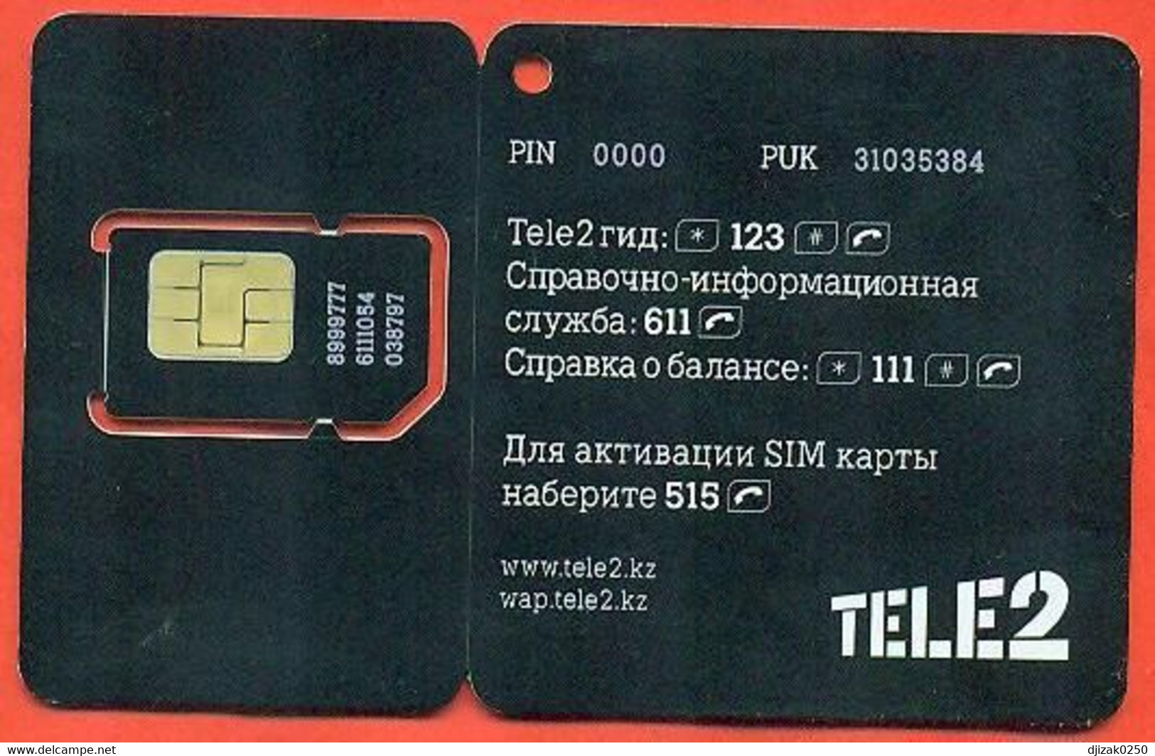 Kazakhstan. Plastic Card With A Sim-card.Phonecards Tele-2. New Card. - Kazakhstan