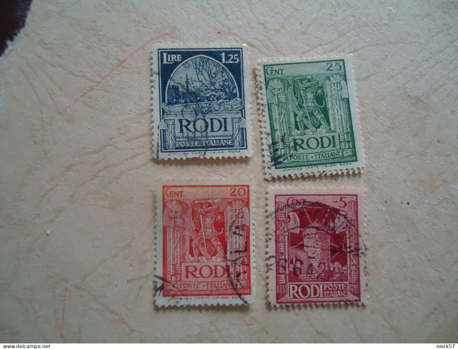 RHODI  ITALY   4 USED STAΜPS RHODI  ΡΟΔΟΣ  POSTMARK - Dodécanèse