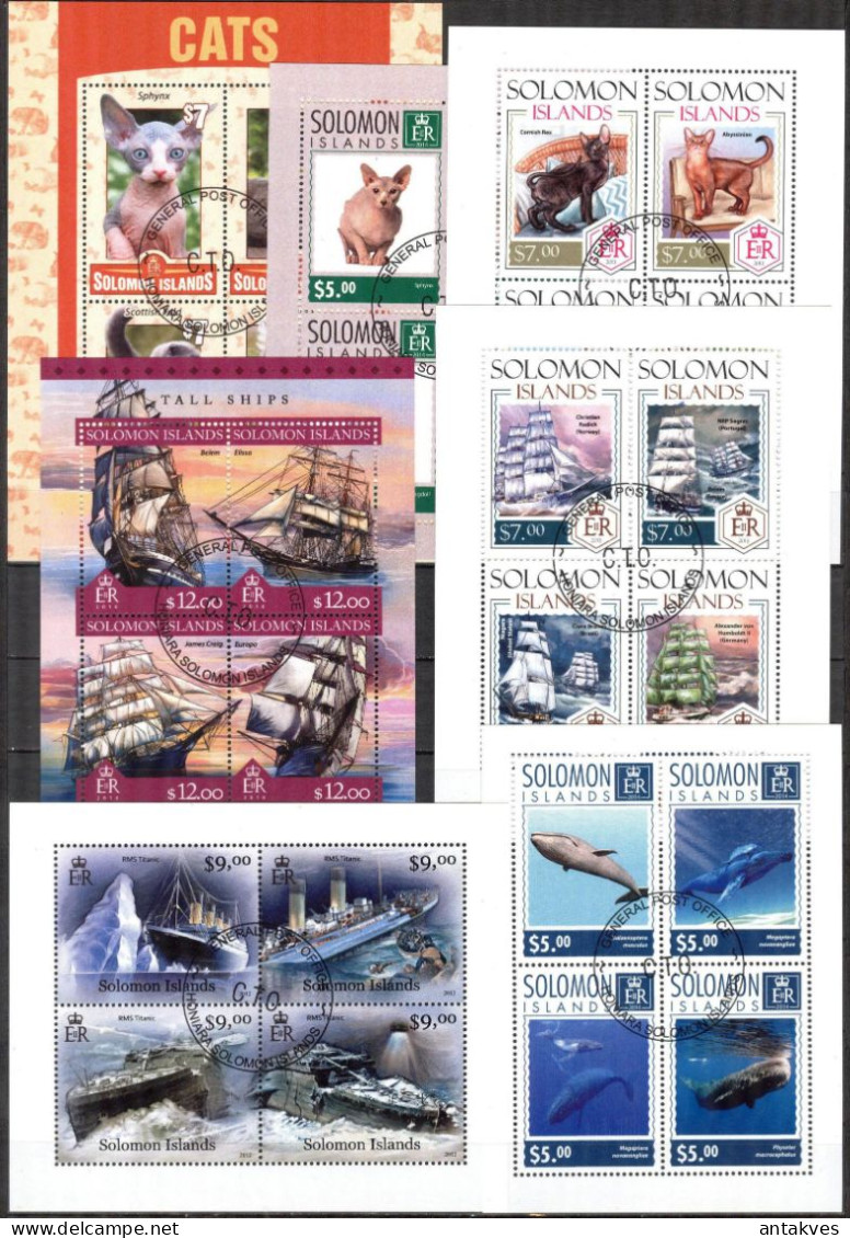 {16} Solomon Islands X 18 Different Topical Sheets Used 3 Scans - Collections (sans Albums)