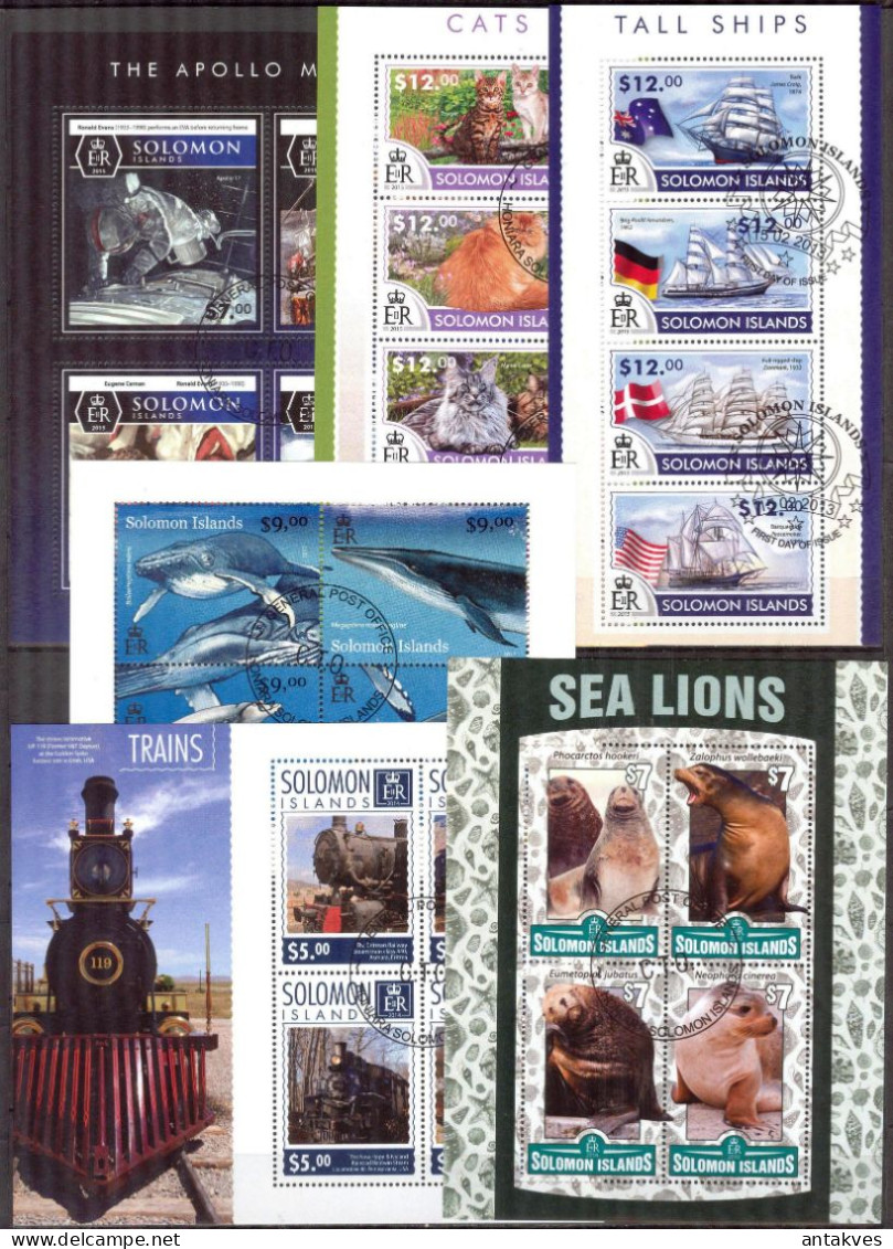 {16} Solomon Islands X 18 Different Topical Sheets Used 3 Scans - Collections (sans Albums)