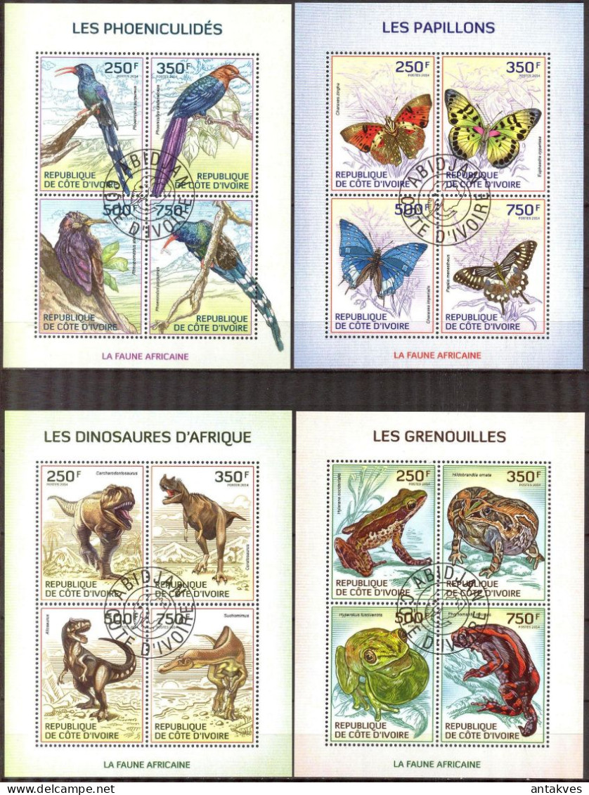 {18} Ivory Coast 2014 X 19 Fauna Animals Birds Different Sheets Used 4 Scans - Collections (sans Albums)