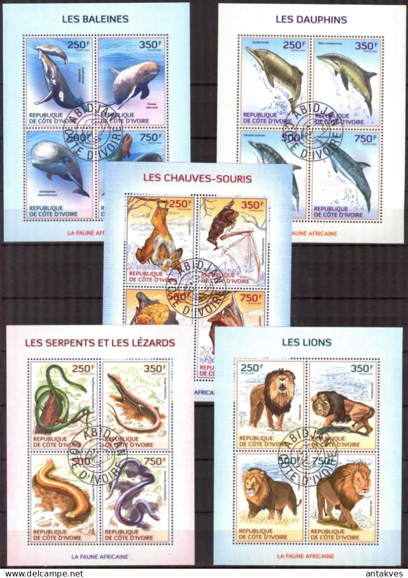 {18} Ivory Coast 2014 X 19 Fauna Animals Birds Different Sheets Used 4 Scans - Collections (sans Albums)