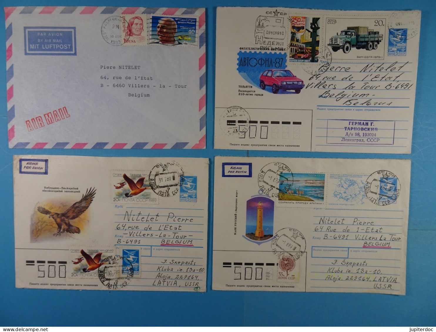 Lot de 135 courriers Premier jour Aérogramme Par Avion Recommandé... (Australie, Russie, Pologne, U.S.A.,...)(65 photos)