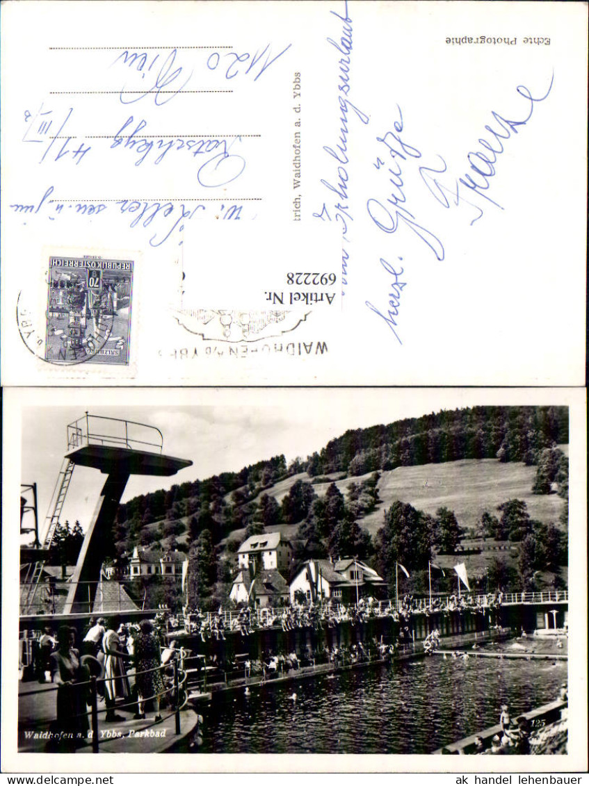 692228 Waidhofen An Der Ybbs Freibad Parkbad Bad Sprungturm 1955 - Waidhofen An Der Ybbs