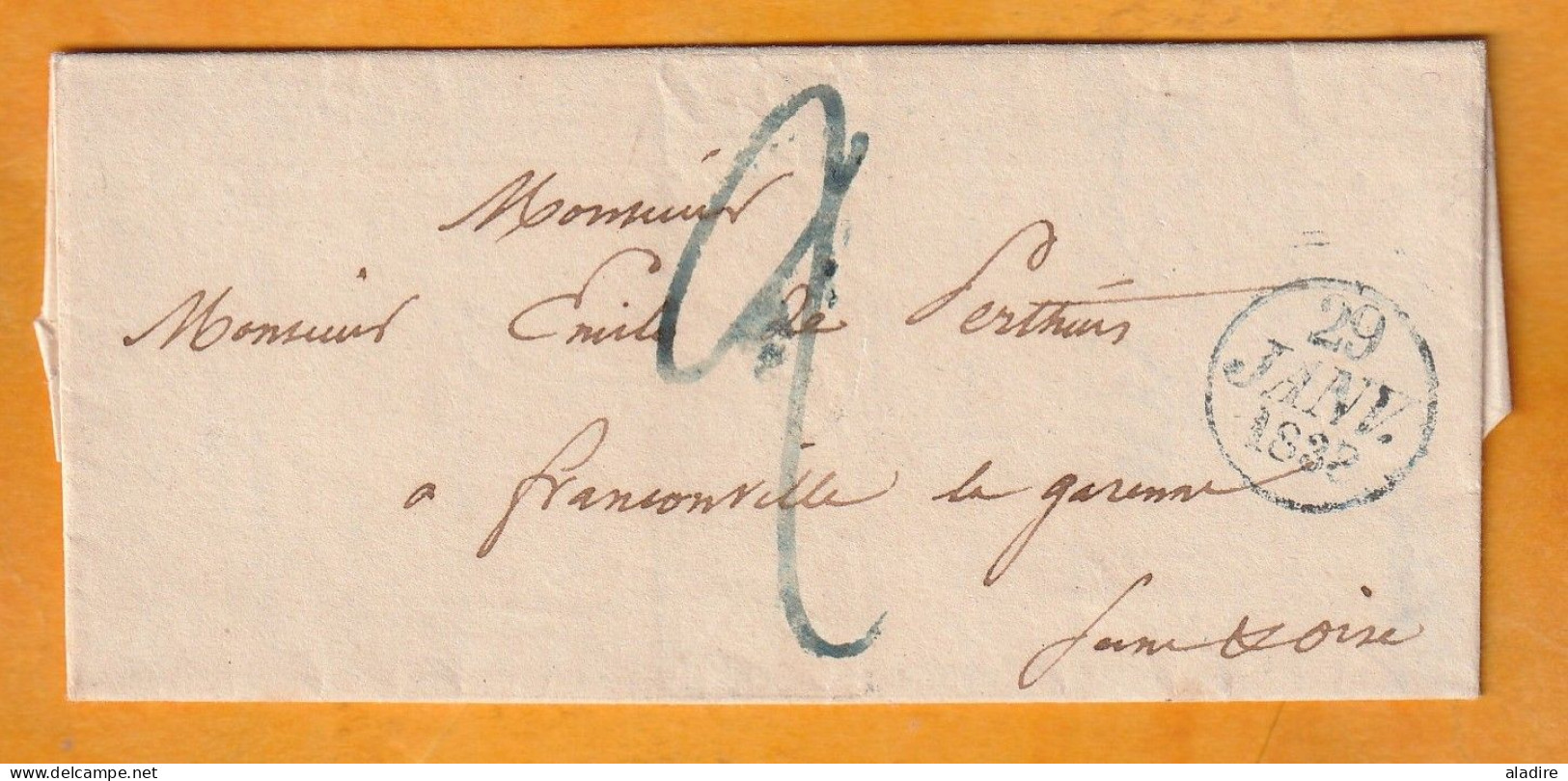 1838 - Lettre Pliée Avec Correspondance De 2 Pages De Paris, Dateur, Vers Franconville, Grand Cachet Fleurons Simples - 1801-1848: Vorläufer XIX