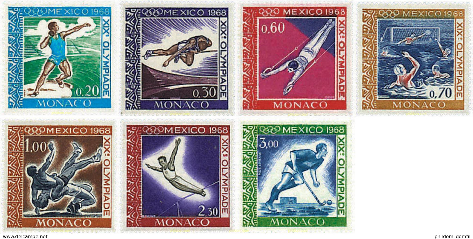 67767 MNH MONACO 1968 19 JUEGOS OLIMPICOS VERANO MEXICO 1968 - Hockey (sur Gazon)