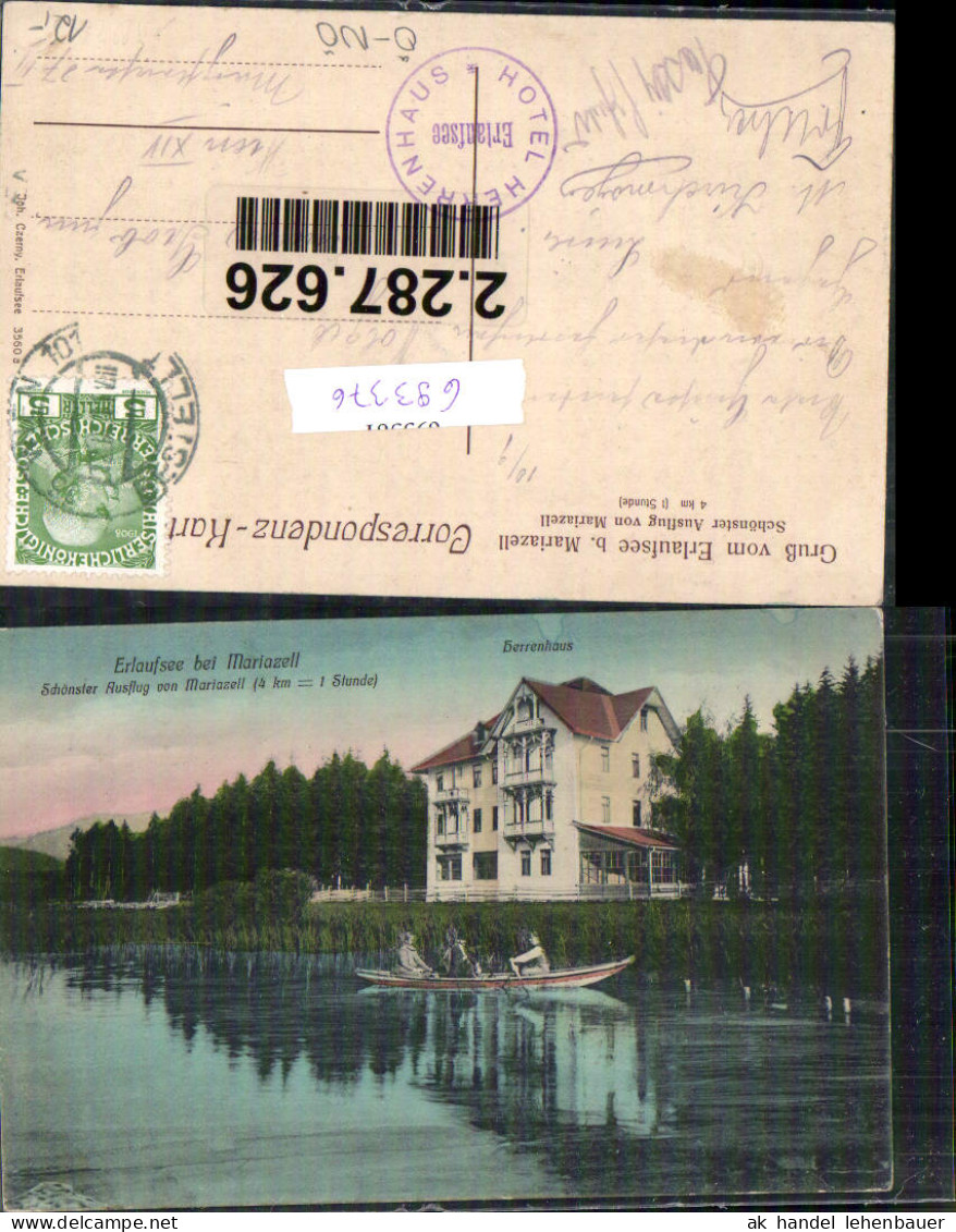 693376 Erlaufsee Bei Maria Zell Mariazell Herrenhaus Boot 1910 - Scheibbs