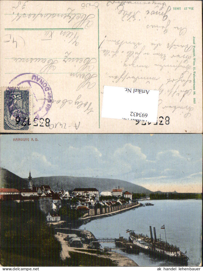 693432 Hainburg An Der Donau Dampfer 1917 - Hainburg