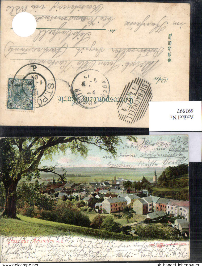 693597 Gruss Aus Amstetten Teilansicht Stp. Sipbachzell Kremsmünster 1904 - Amstetten