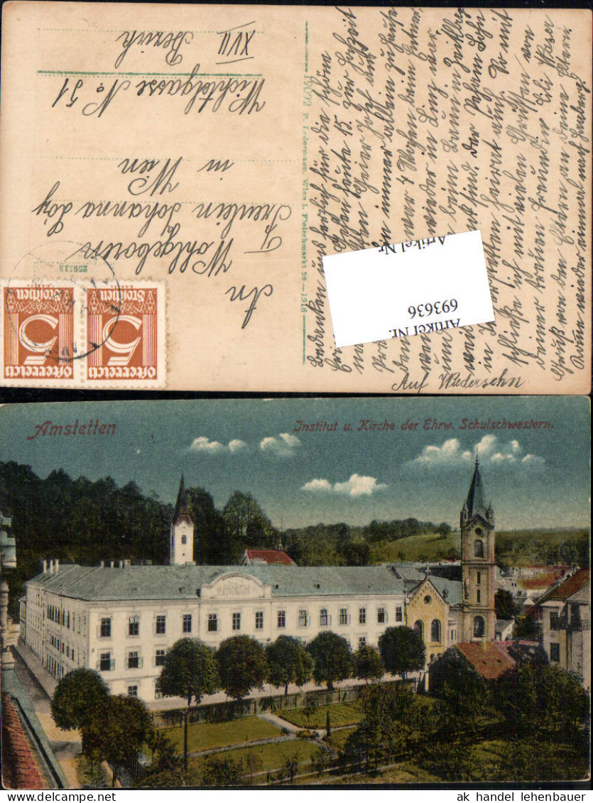 693636 Amstetten Mädchenschule D. Ehrw. Schwestern Kirche Pub Ledermann 19022 - Amstetten