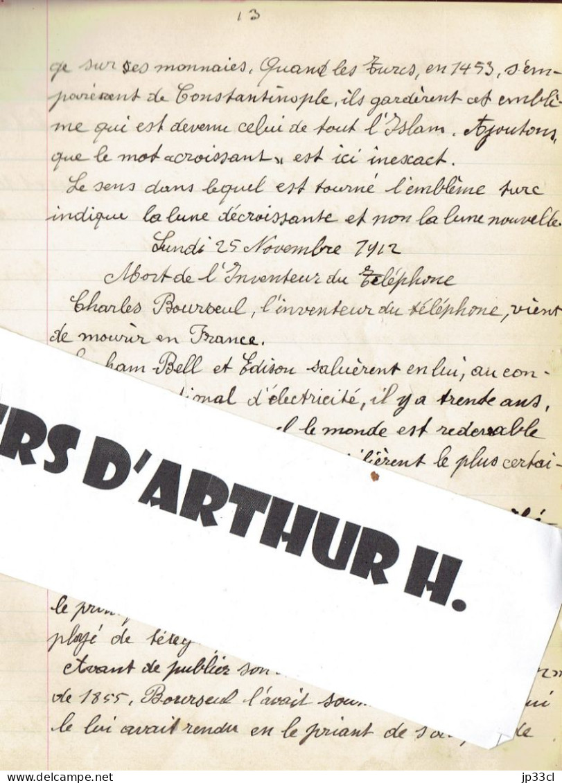 Mort De Charles Bourseul, L’inventeur Du Téléphone (25/11/1912) - Le Peuple