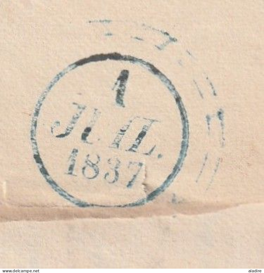 1837  - Lettre Pliée Avec Correspondance De Conches, Eure,  Grand Cachet Fleurons Simples Vers Paris, Dateur - 1801-1848: Precursori XIX