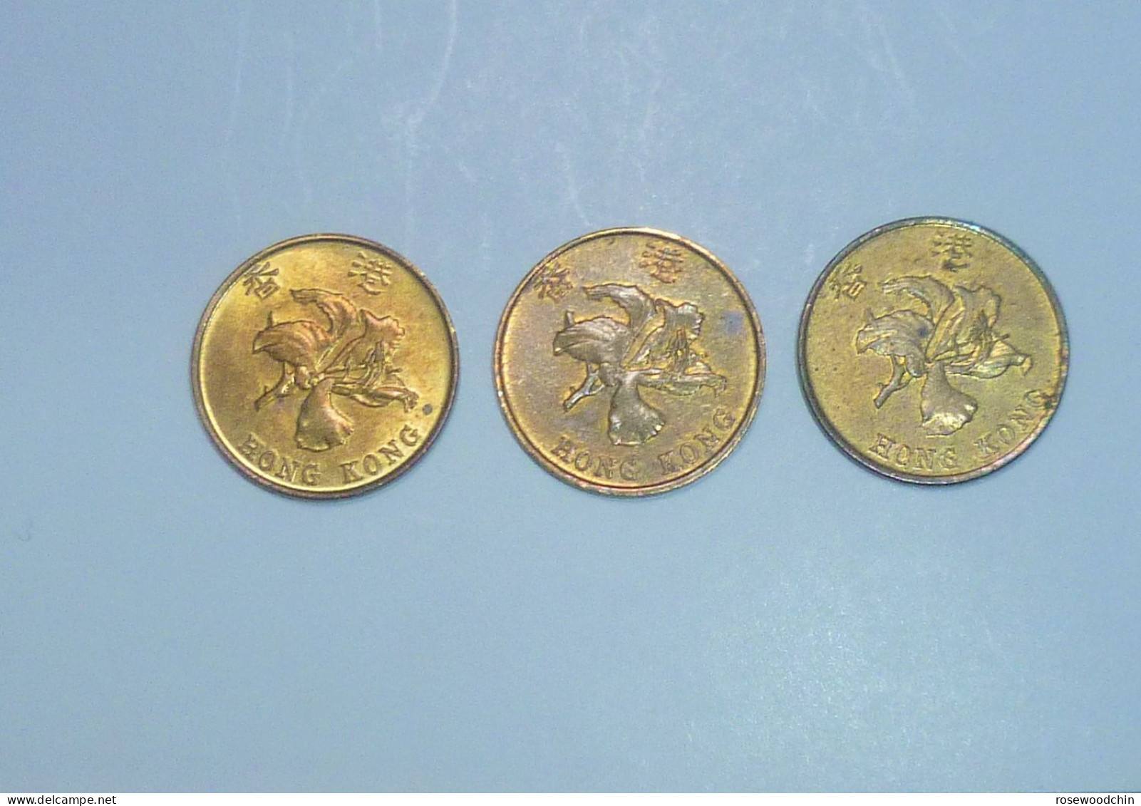 Vintage ! Hong Kong Lot Of 3 Pcs. 1994 &1998 Bauhinia Flower , 10 Cents Coin (#145L) - Singapour