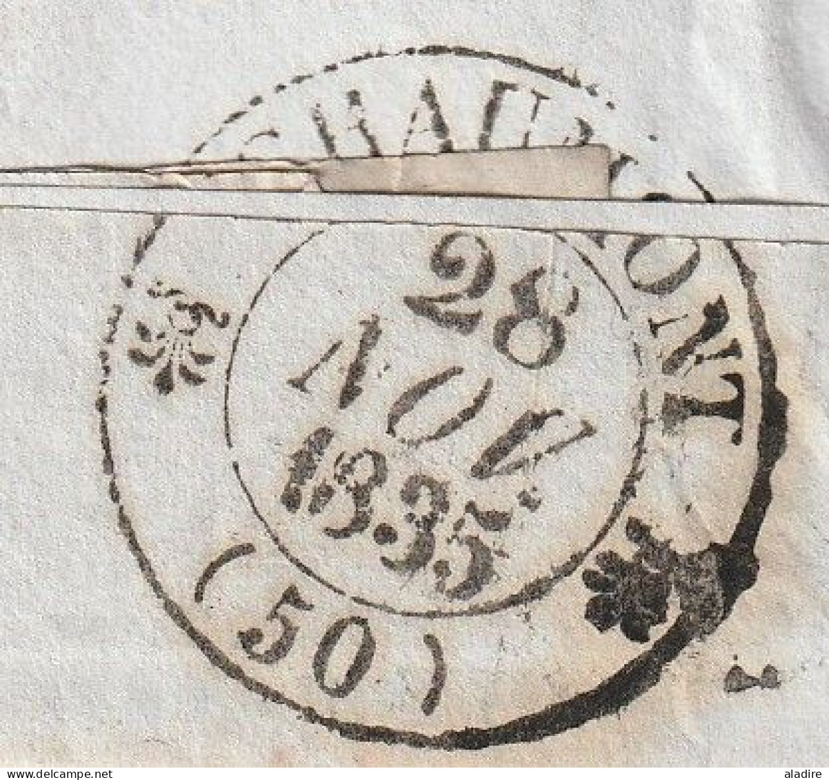 1835  - Lettre Pliée Avec Corresp. De 2 P De Paris, Dateur Vers Chaumont, Haute Marne, Grand Cachet Fleurons Simples - 1801-1848: Precursori XIX