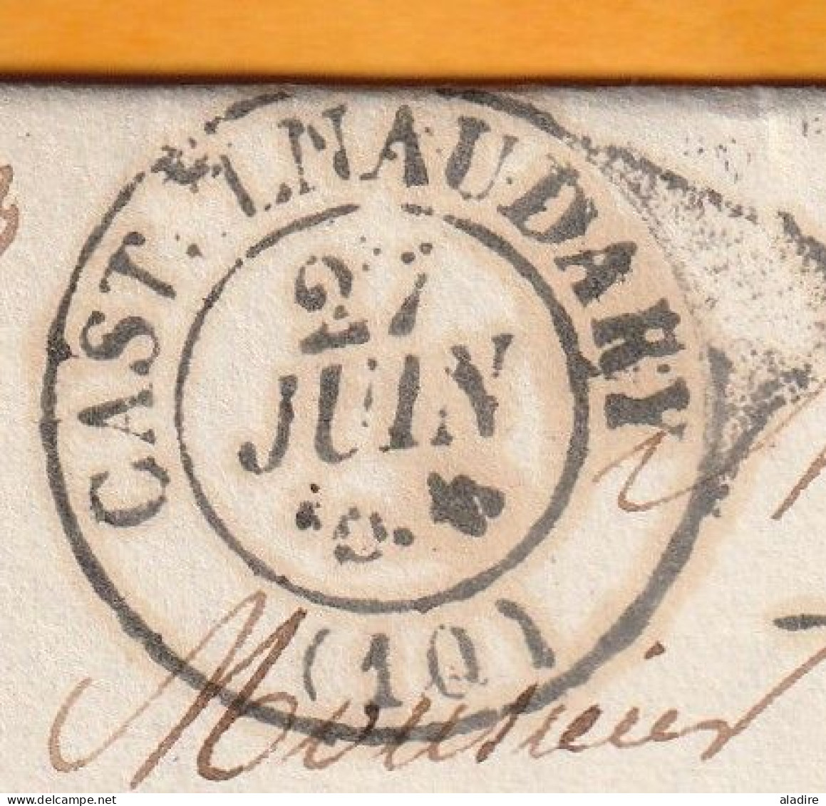 1835  - Lettre Pliée Avec Corresp. De 2 P En PP Port Payé De Castelnaudary, Aude, Grand Cachet Vers Toulouse, Gd Cachet - 1801-1848: Vorläufer XIX