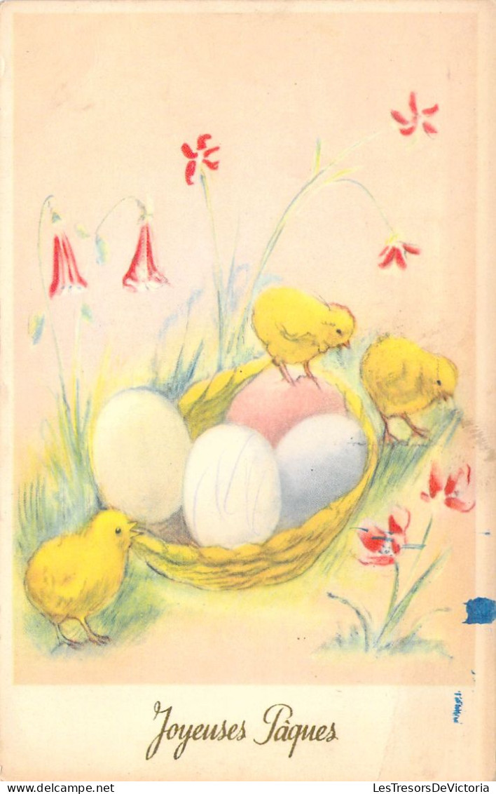 Pâques - Illustration De Poussins Et œufs - Cartes Postales Anciennes - Pasen