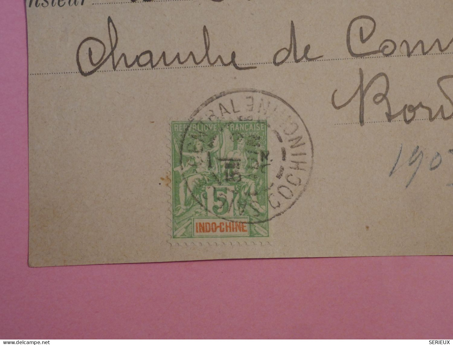 BQ3 INDOCHINE BELLE BANDE JOURNAL OFFICIEL   RR  1903 HANOI TONKIN A  BORDEAUX   FRANCE  + AFF.PLAISANT+ + - Storia Postale