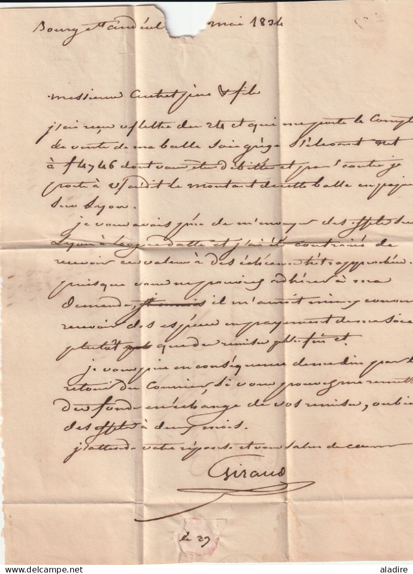 1834 -  Lettre Pliée Avec Corresp. De LE BOURG SAINT ANDEOL, Gd Cachet, Ardèche Vers AUBENAS, Gd Cachet Fleurons Simples - 1801-1848: Precursori XIX