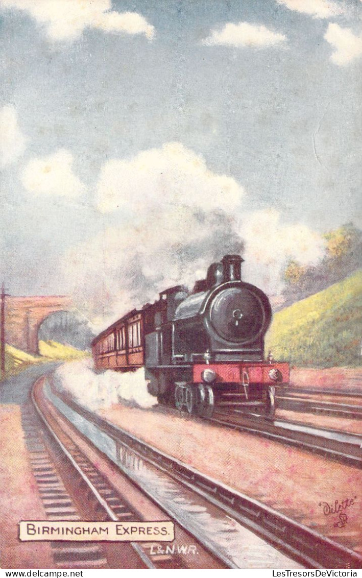 TRAIN - Birmingham Express - Illustration - LNWR - Cartes Postales Anciennes - Treni