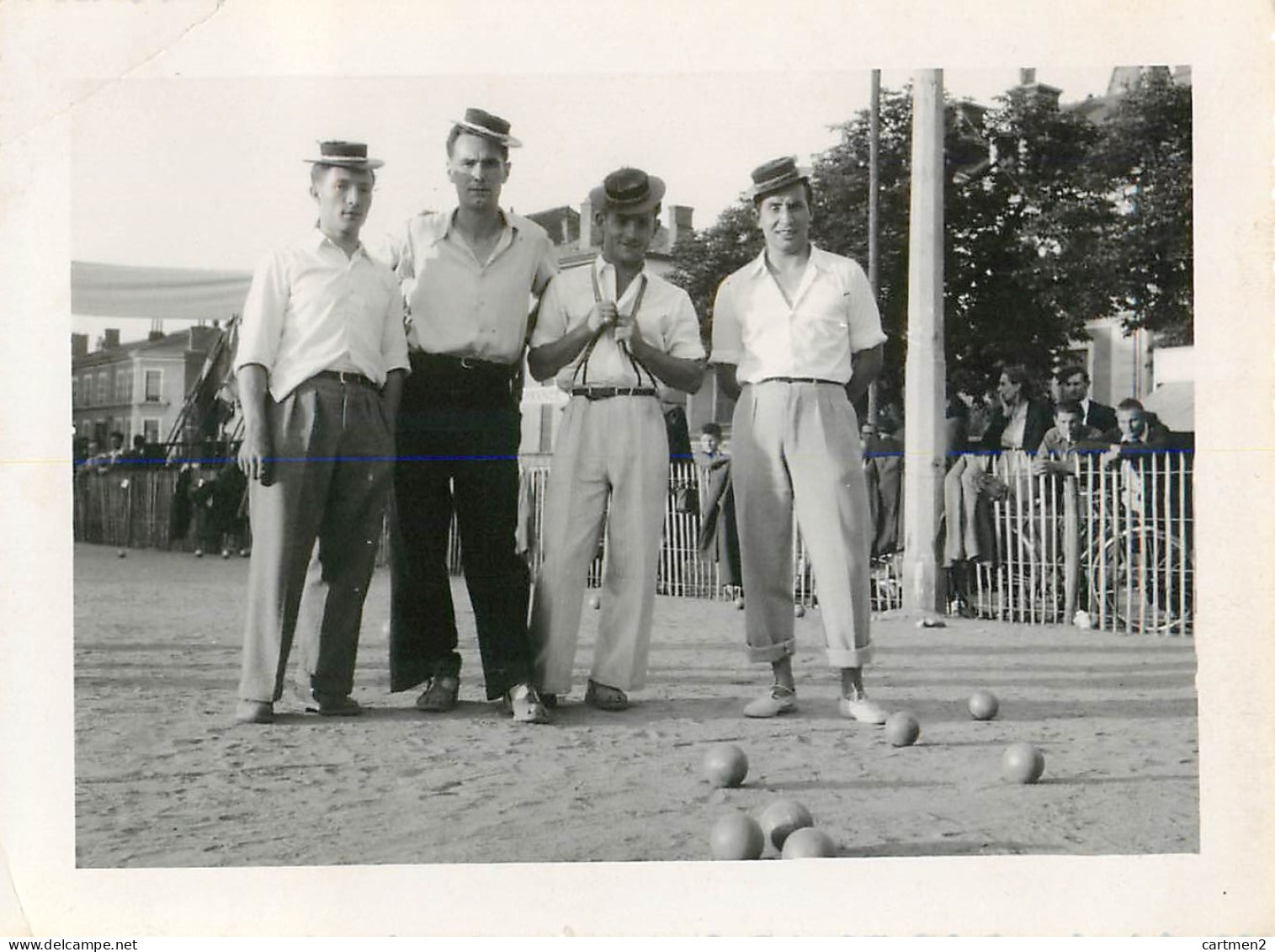 PHOTOGRAPHIE ANCIENNE : ANSE PARTIE DE PETANQUE JOUEURS DE BOULES LYONNAISE ? PHOTO-PLAN VILLEFRANCHE-SUR-SAONE 69 SPORT - Anse