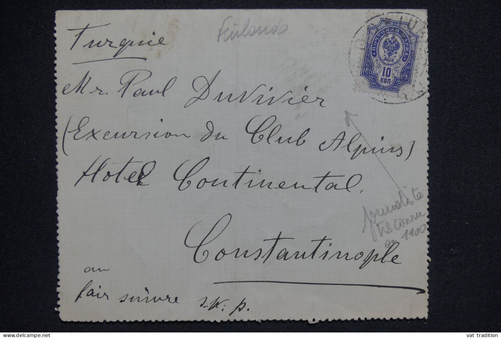 FINLANDE - Carte Lettre Pour Constantinople, Affranchissement Administration Russe - L 142727 - Lettres & Documents