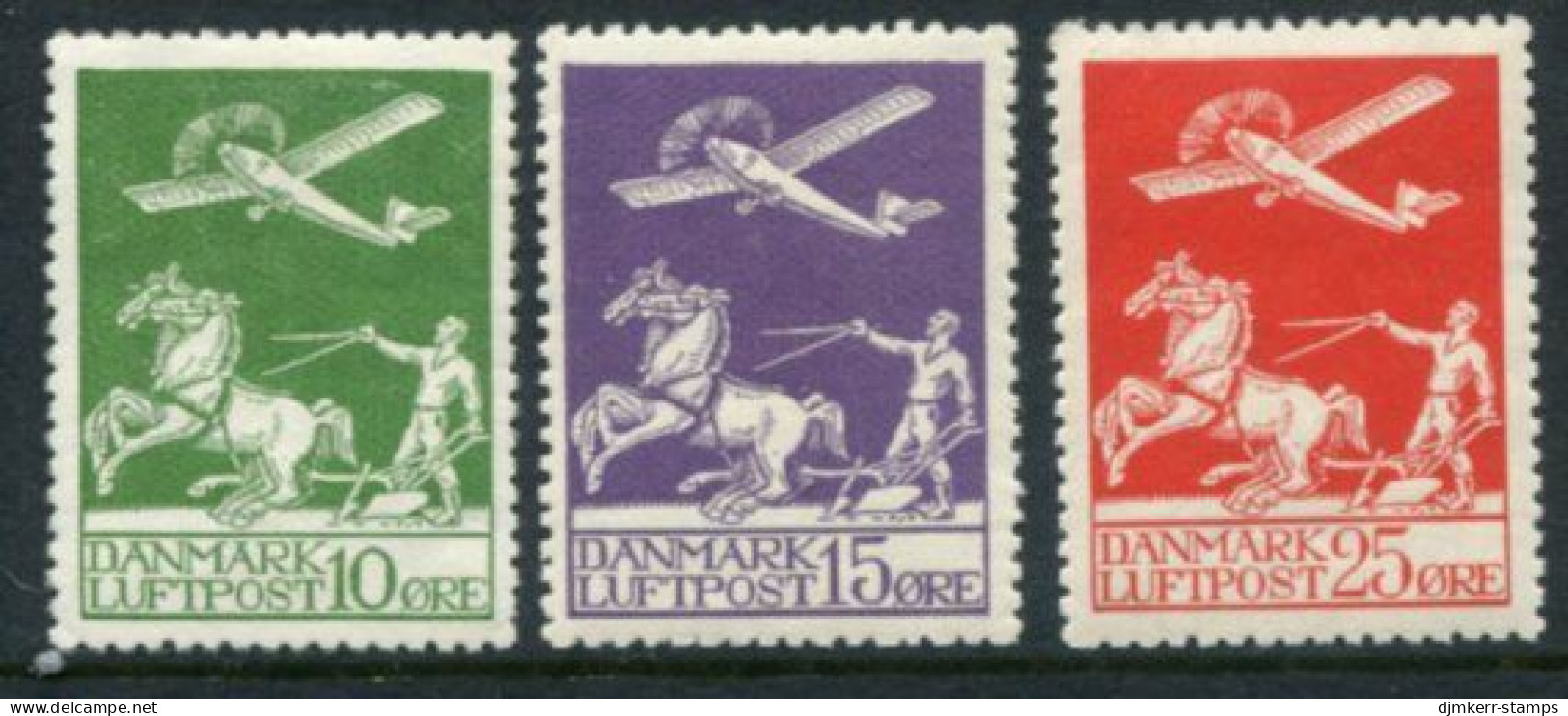 DENMARK 1925 Airmail Set Of 3 MNH / ** .  Michel 143-45 - Ongebruikt