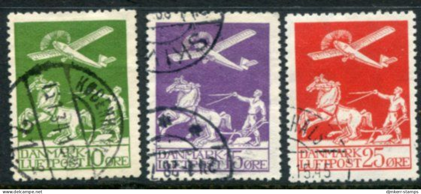 DENMARK 1925 Airmail Set Of 3 Used .  Michel 143-45 - Used Stamps