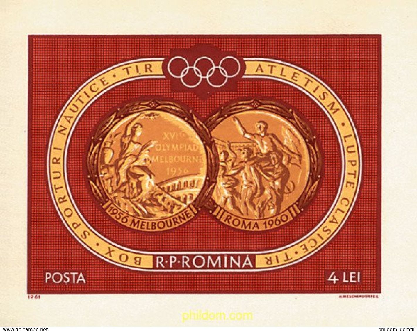 61890 MNH RUMANIA 1961 16 JUEGOS OLIMPICOS VERANO MELBOURNE 1956 - 17 JUEGOS OLIMPICOS VERANO ROMA 1960 - Summer 1956: Melbourne