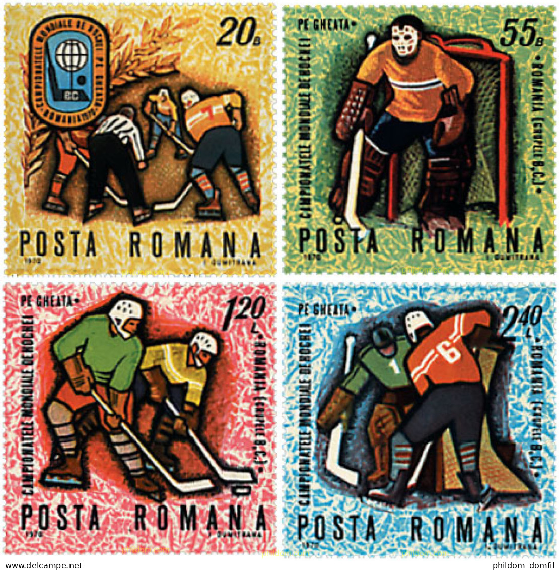 61949 MNH RUMANIA 1970 CAMPEONATOS DEL MUNDO DE HOCKEY SOBRE HIELO - Hockey (su Erba)