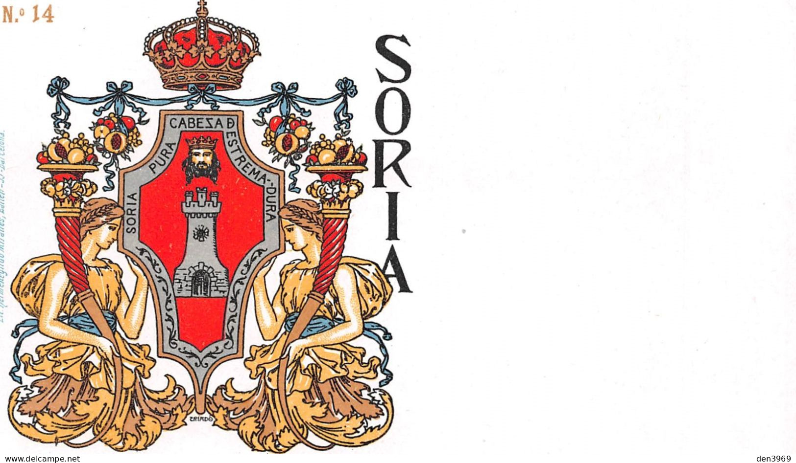 Espagne - SORIA Par Eriado - Escudo De Armas, Armoiries - Lith. Hermenegildo Miralles, Barcelona N'14 - Précurseur - Soria
