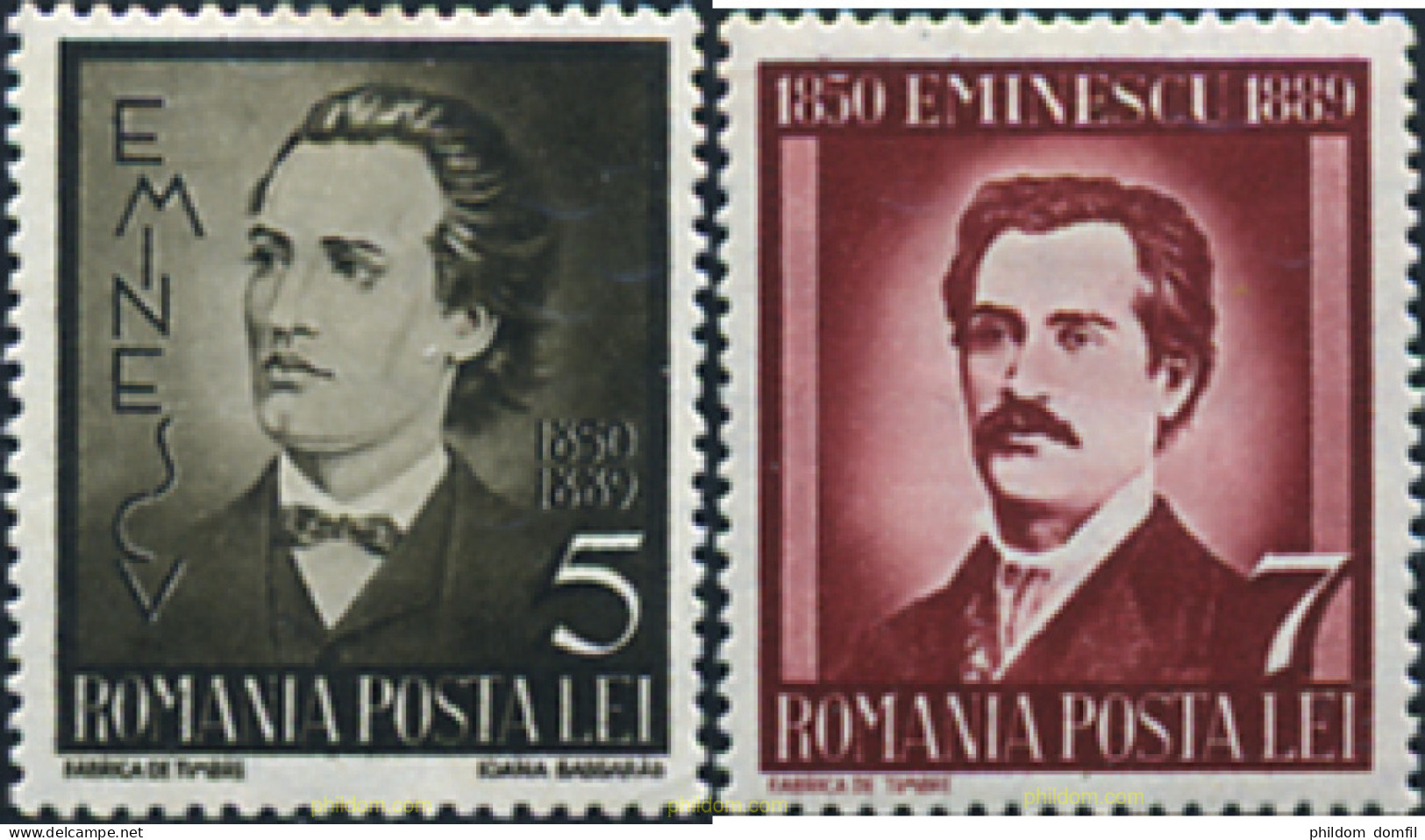 166424 MNH RUMANIA 1939 CINCUENTENARIO DE LA MUERTE DEL POETA MIHAIL EMINESCU - Other & Unclassified