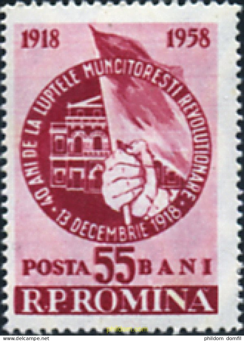 167778 MNH RUMANIA 1958 40 ANIVERSARIO DE LA REVOLUCION DE 1918 - Sonstige & Ohne Zuordnung