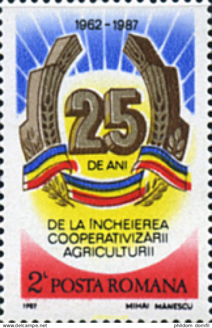 173871 MNH RUMANIA 1987 25 ANIVERSARIO DE LA COLECTIVIZACION DE LA AGRICULTURA - Agriculture