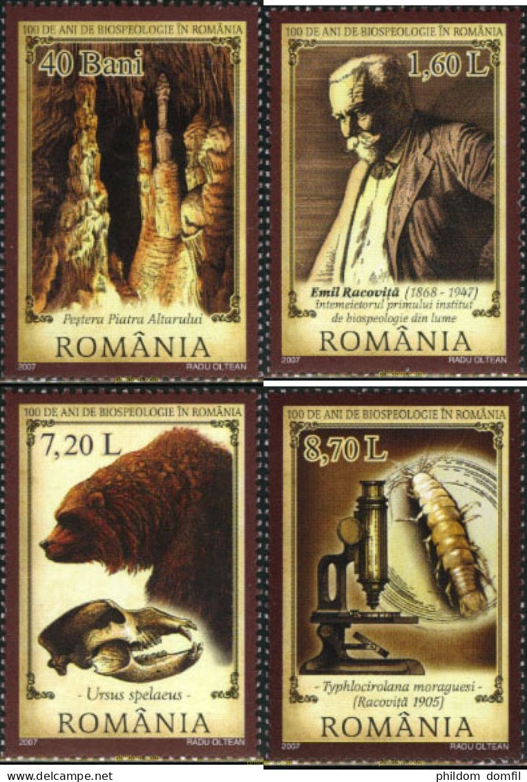 200663 MNH RUMANIA 2007 CENTENARIO DE LA BIOESPELEOGIA EN RUMANIA - Araignées