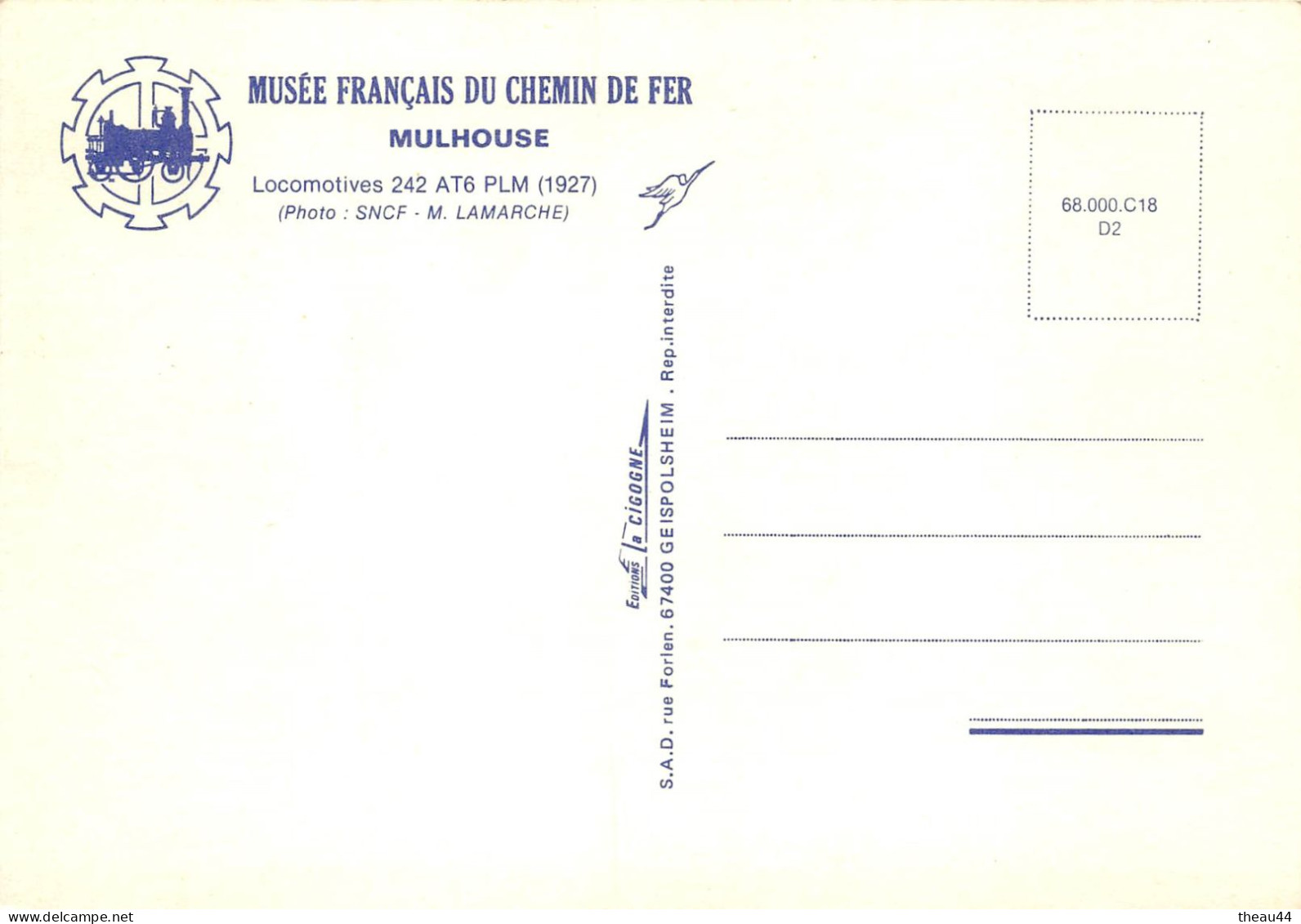 ¤¤  -  Lot de 10 Cartes du Musée Français du Chemin de Fer de MULHOUSE  -  Locomotives, Wagons, Trains, Autorail   -  ¤¤