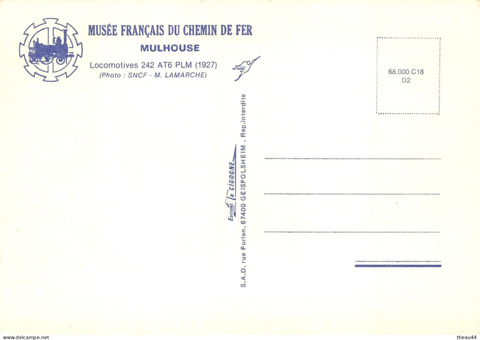 ¤¤   -   Lot de 10 Cartes du Musée Français du Chemin de Fer de MULHOUSE  -  Locomotives, Wagons, Trains   -   ¤¤