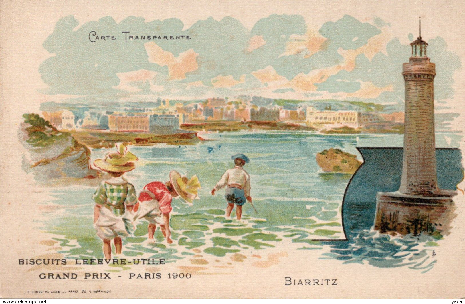 Biarritz   Prix Paris 1900 - Publicité Biscuits Lefevre Utile - Phare - Carte Transparente Pionnière - A Systèmes