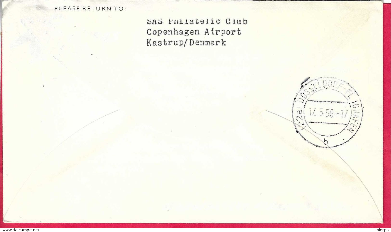 DANMARK - FIRST CARAVELLE FLIGHT - SAS - FROM KOBENHAVN TO DUSSELDORF *17.5.59* ON OFFICIAL COVER - Poste Aérienne